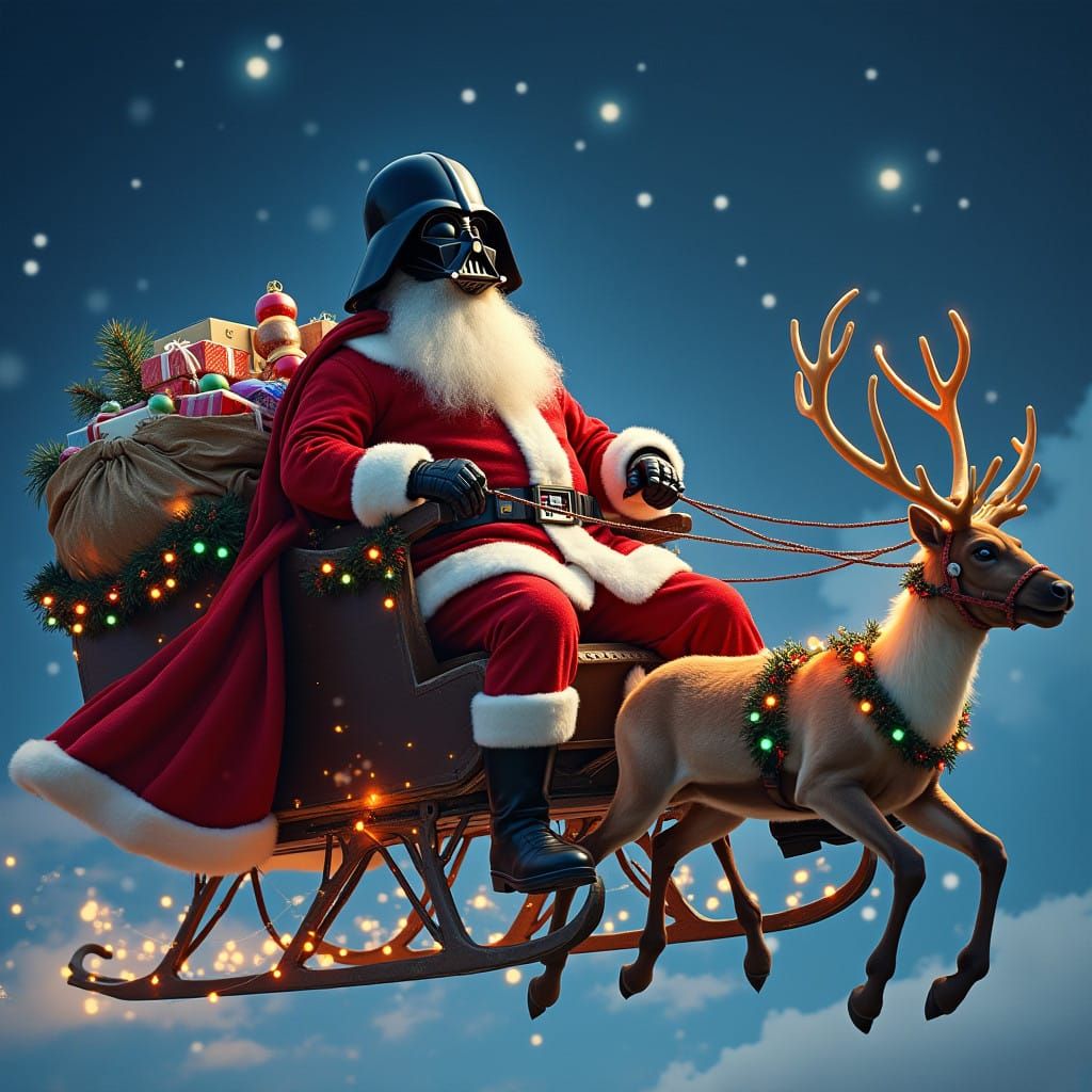 Dark Lord Meets Merry Maker in Whimsical Christmas Sky