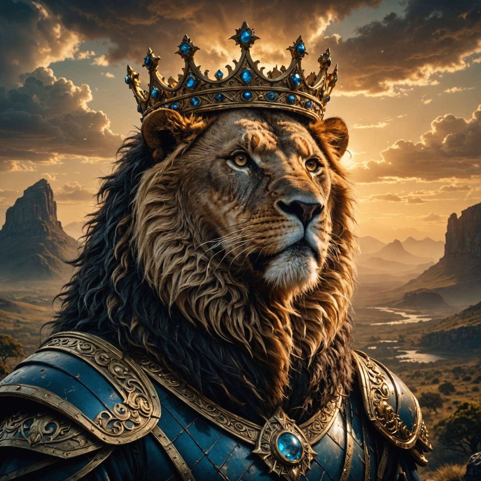 Majestic Lion King Crowned in Heavenly Light