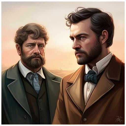 Australian Bushrangers Portrait in Hyperdetailed Art Style