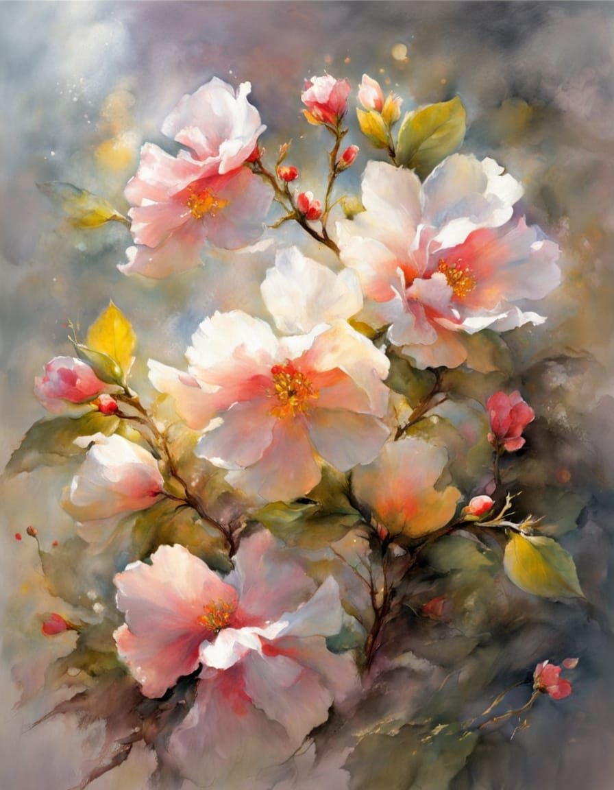 Magical Blooming Tree in Ethereal Style