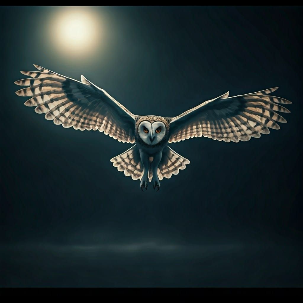 Owl and Wolf in Dramatic Cinematic Watercolor