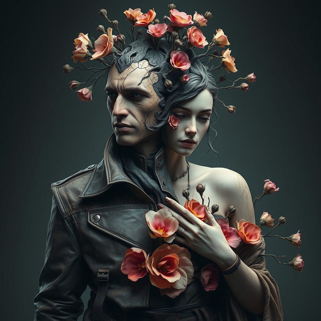 Majestic, Hyper-Realistic Fantasy Entity in Weathered Leathe...