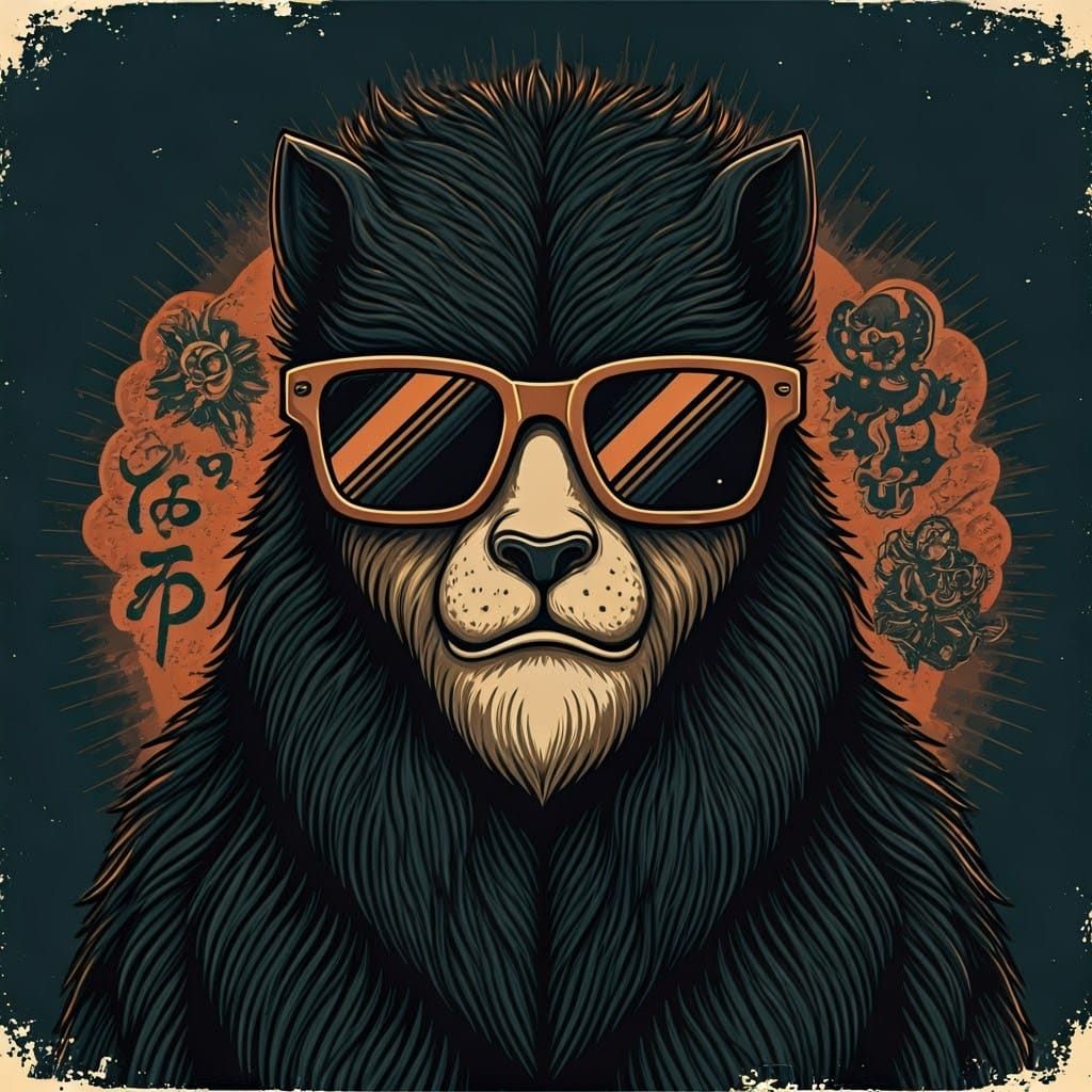 Furry Humanoid in Sunglasses: Kaiju Manga Art