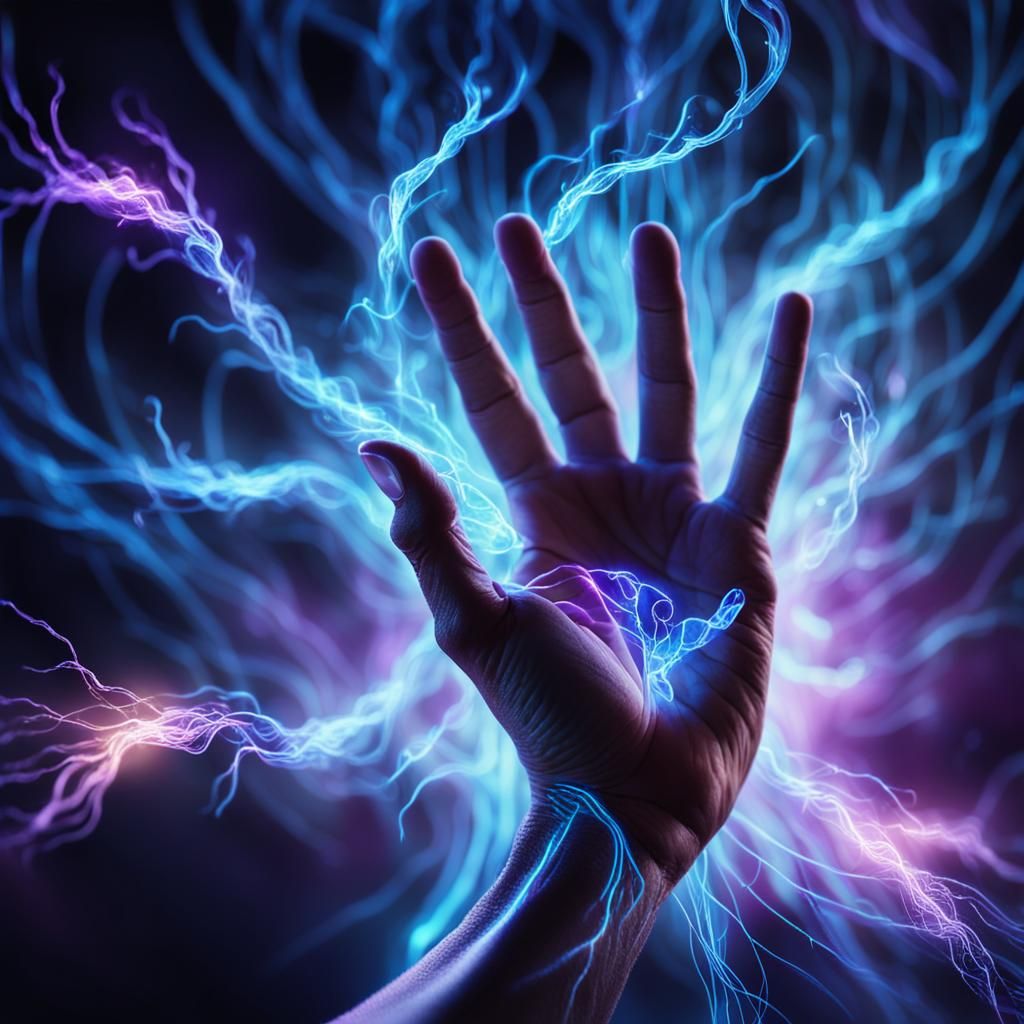 Hand Reaching for a Glowing Energy Field