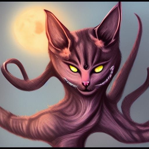 Fantasy Alien Cat Demon in Spooky Art