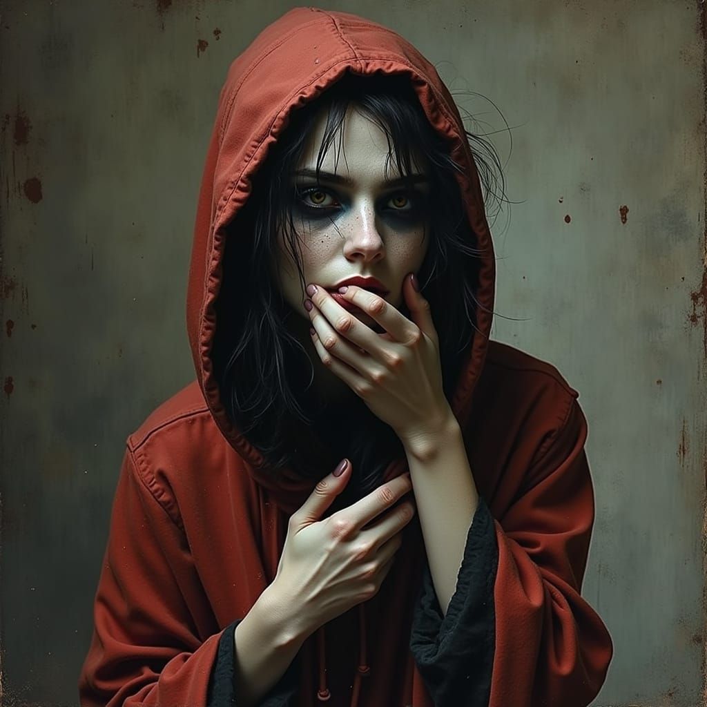 Surrealist Abstract Portrait in a Macabre, Grunge Style