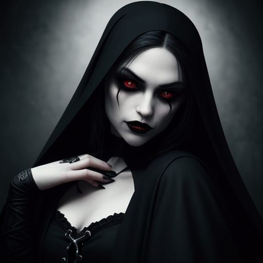 Gothic Vampire Portrait in High-Contrast Lighting