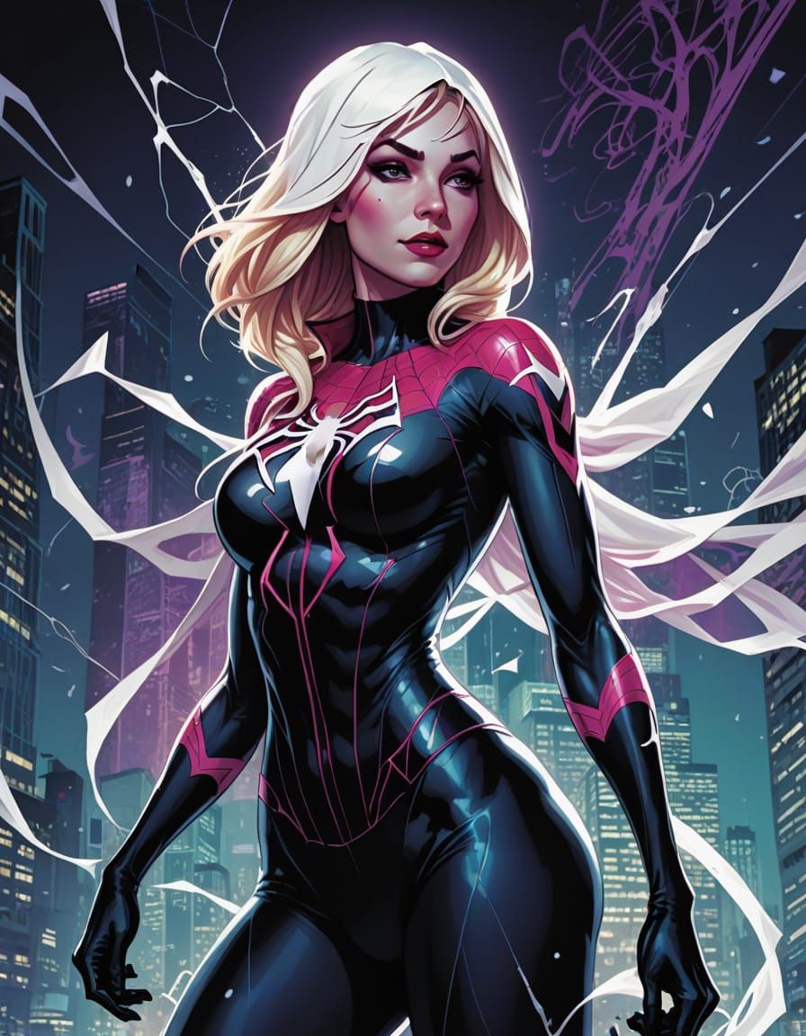 Spider Gwen in Comic Book Art Style