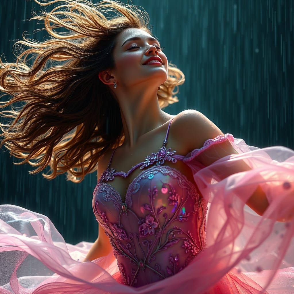 Ethereal Dancer in Hyper-Detailed Art Nouveau Style