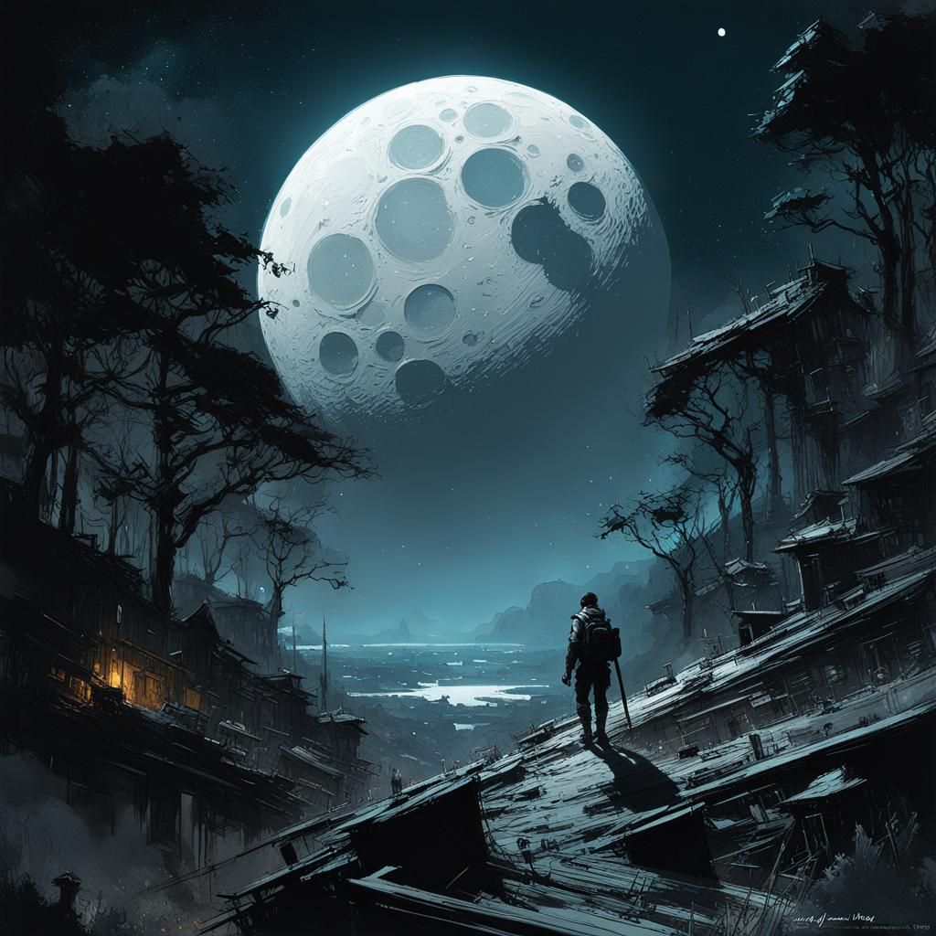 Traveler's Moon: Expressive Speedpaint in Black Lineart