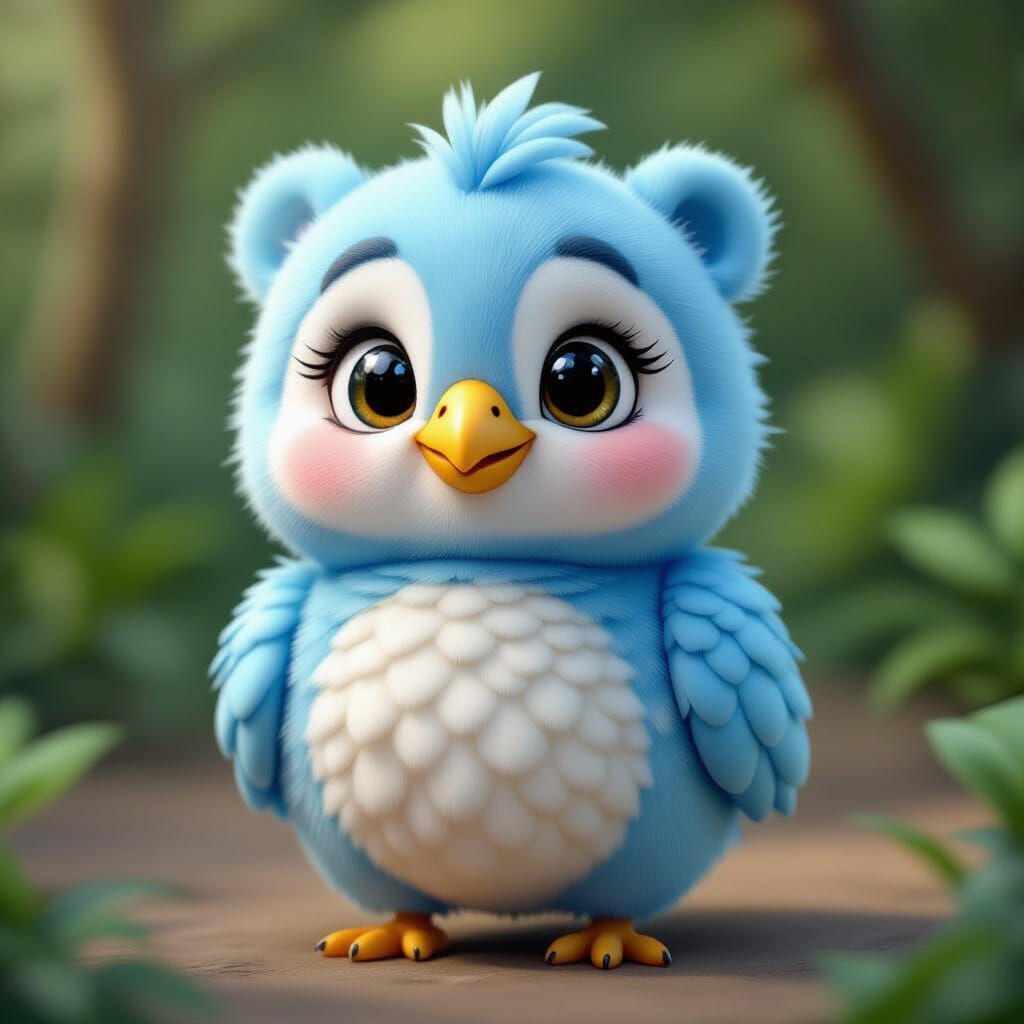 Cartoon Dodo Bird on Motorcycle in 3D Render