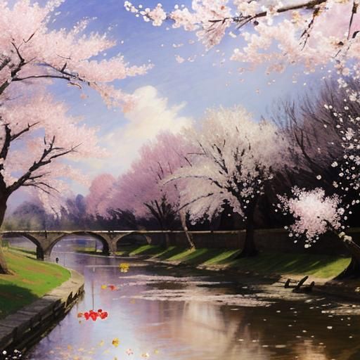 Vampire in Cherry Blossoms: Impressionistic Style