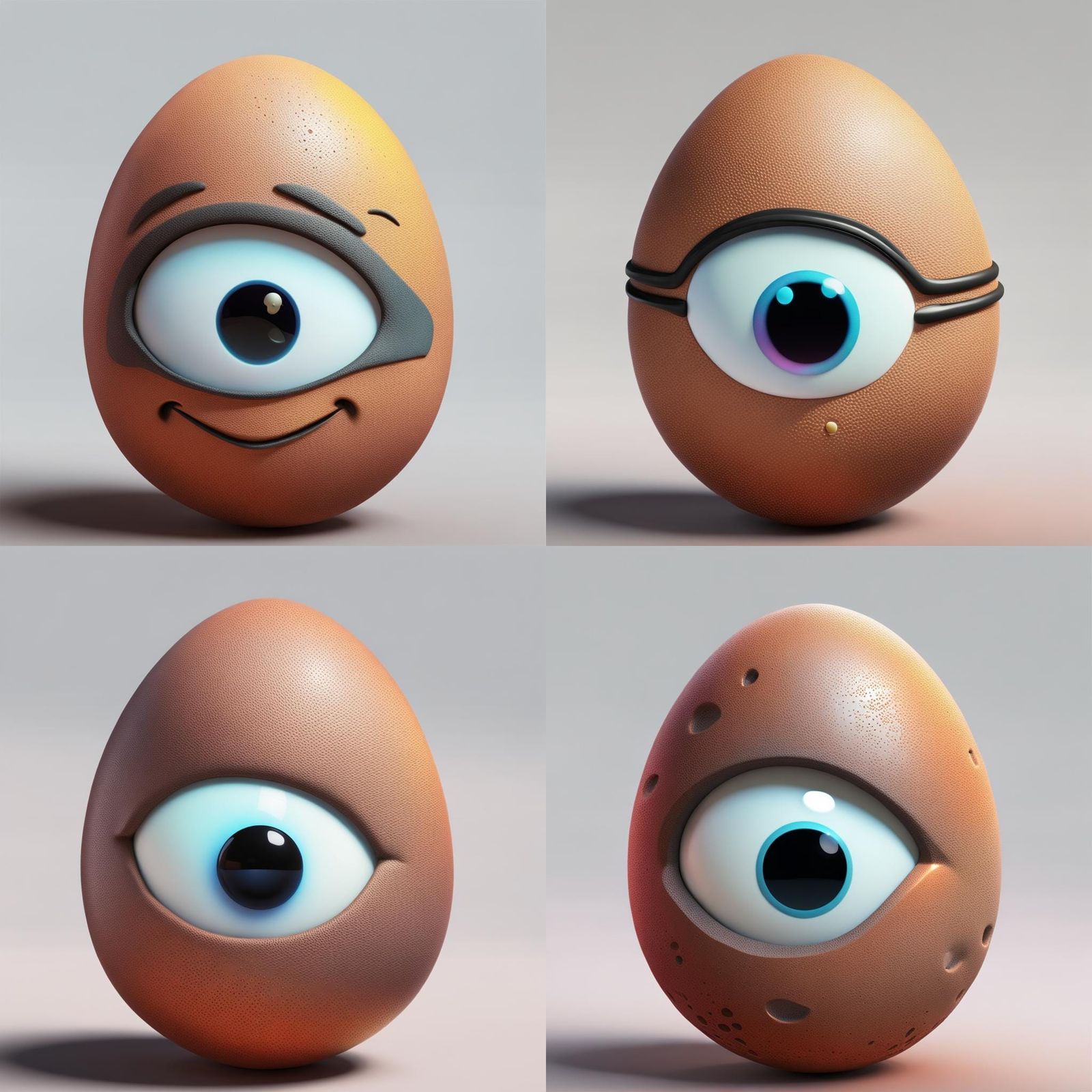 Whimsical One-Eyed Egg in Pixar Style