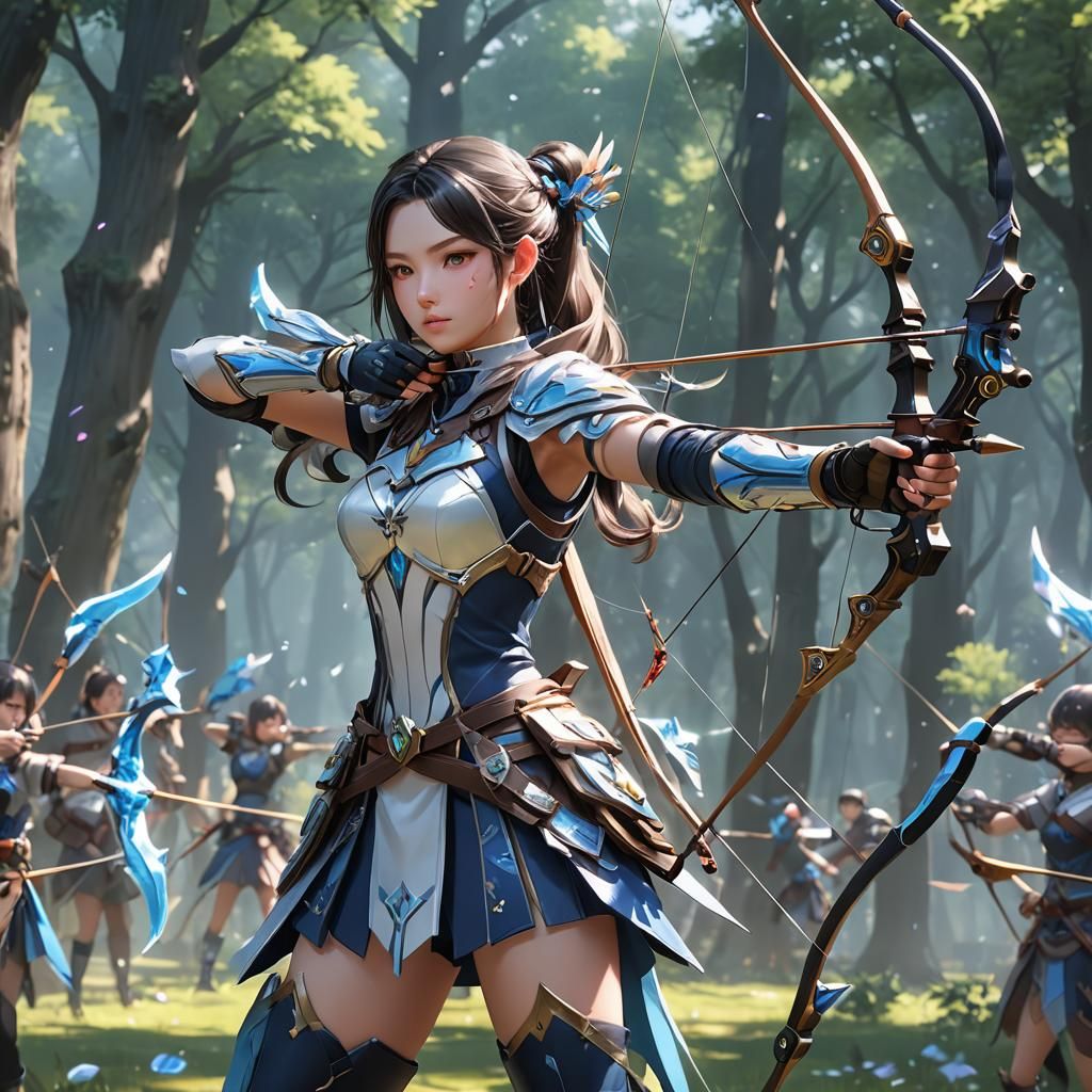 Crystalline Archery Practice in Anime Style