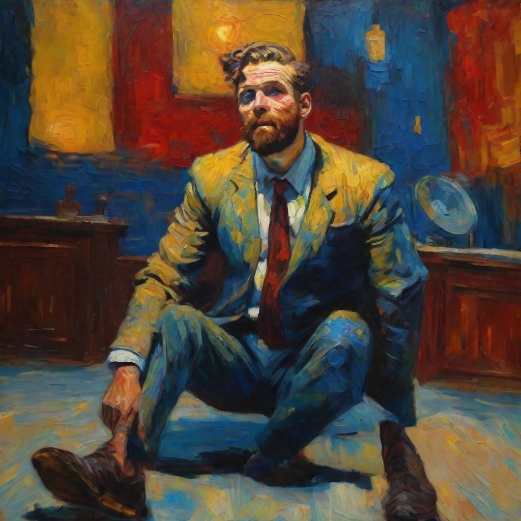 Comedian on Stage as Van Gogh-Style Oil Painting