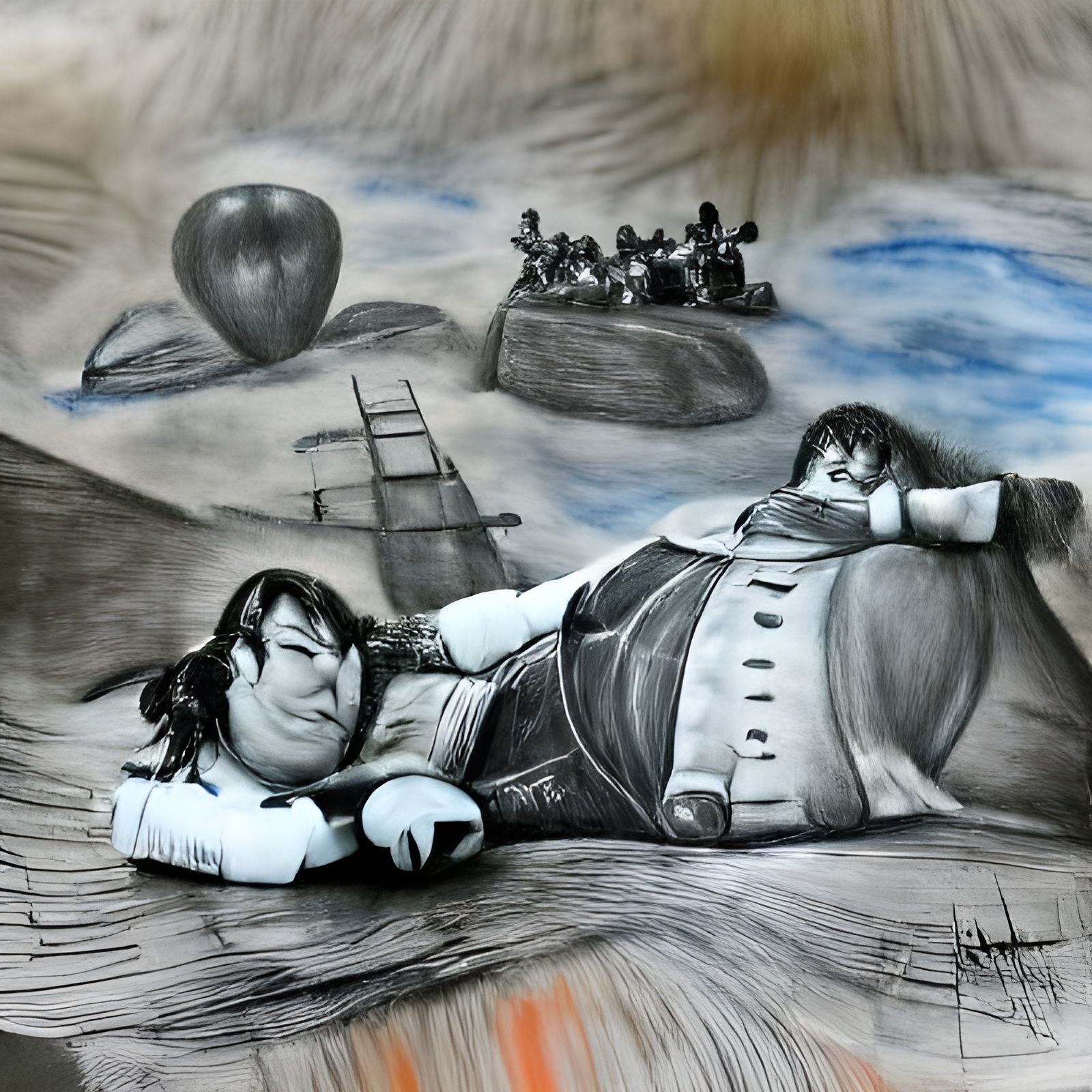 Gulliver's Travels: Detailed Charcoal Drawing