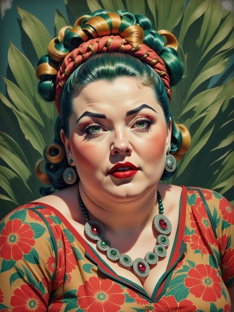 Elegant Lady in Whimsical, Hand-Embroidered Attire