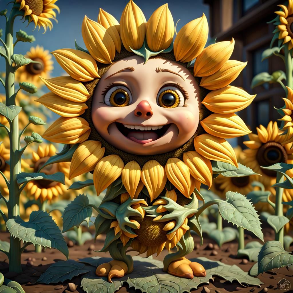 Adorable Sunflower: Photorealistic Anthropomorphic Concept A...
