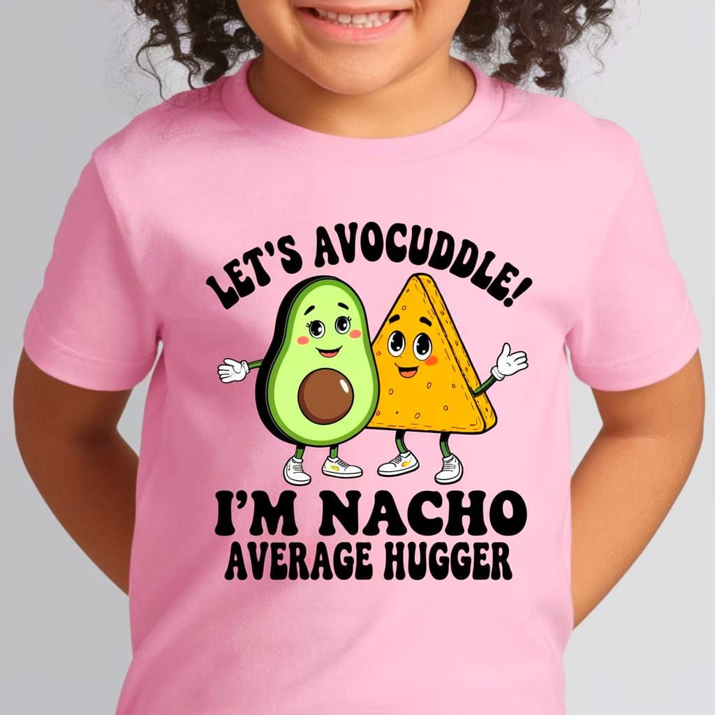 Retro T-Shirt Design Featuring Hugging Avocado and Nacho Cha...