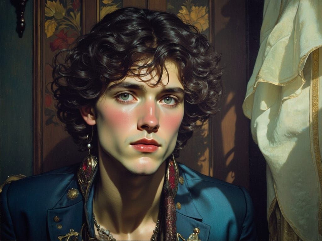 Girlfriend with Expressive Look in Nostalgic Style