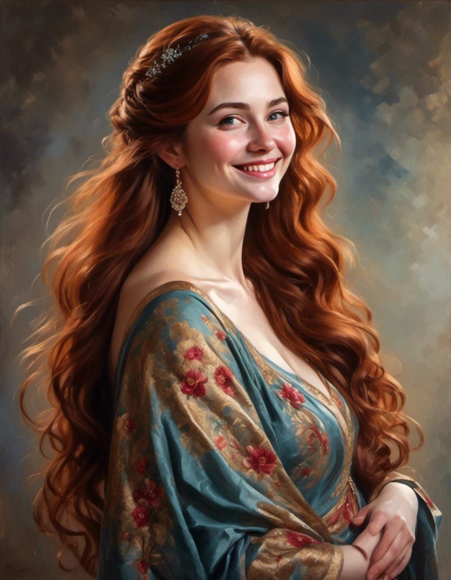 Joyful Pregnant Woman Portrait in Fantasy Style