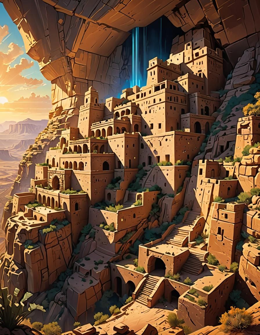 Epic Desert Palace in Pueblo Architecture Style