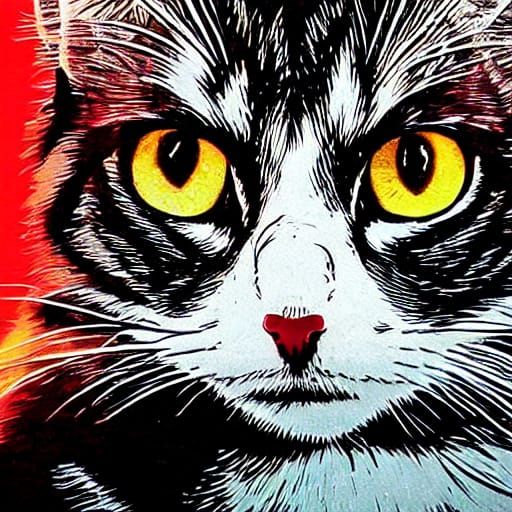 Anime Cat Girl in Black and White