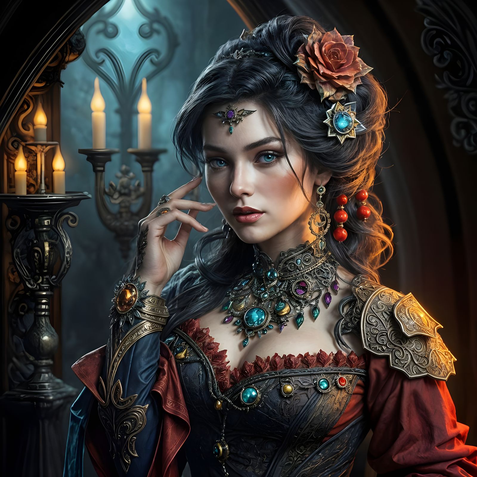 Fantasy Woman Portrait in Dark Art Style