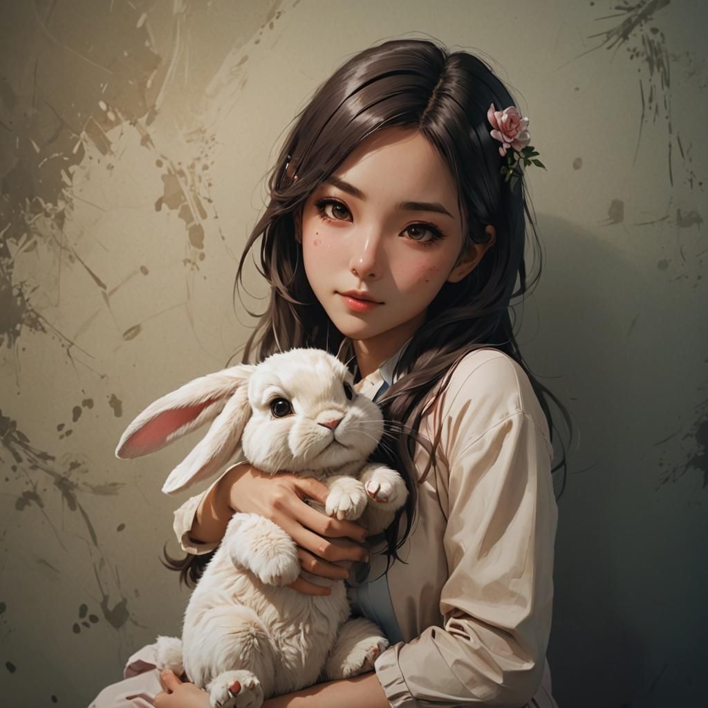 Anime Bunny Girl in Cel-Shaded Manga Style