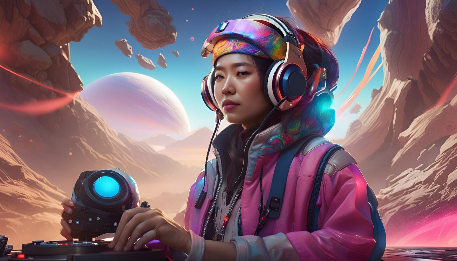 Korean DJ Portrait on Alien Planet in 8K