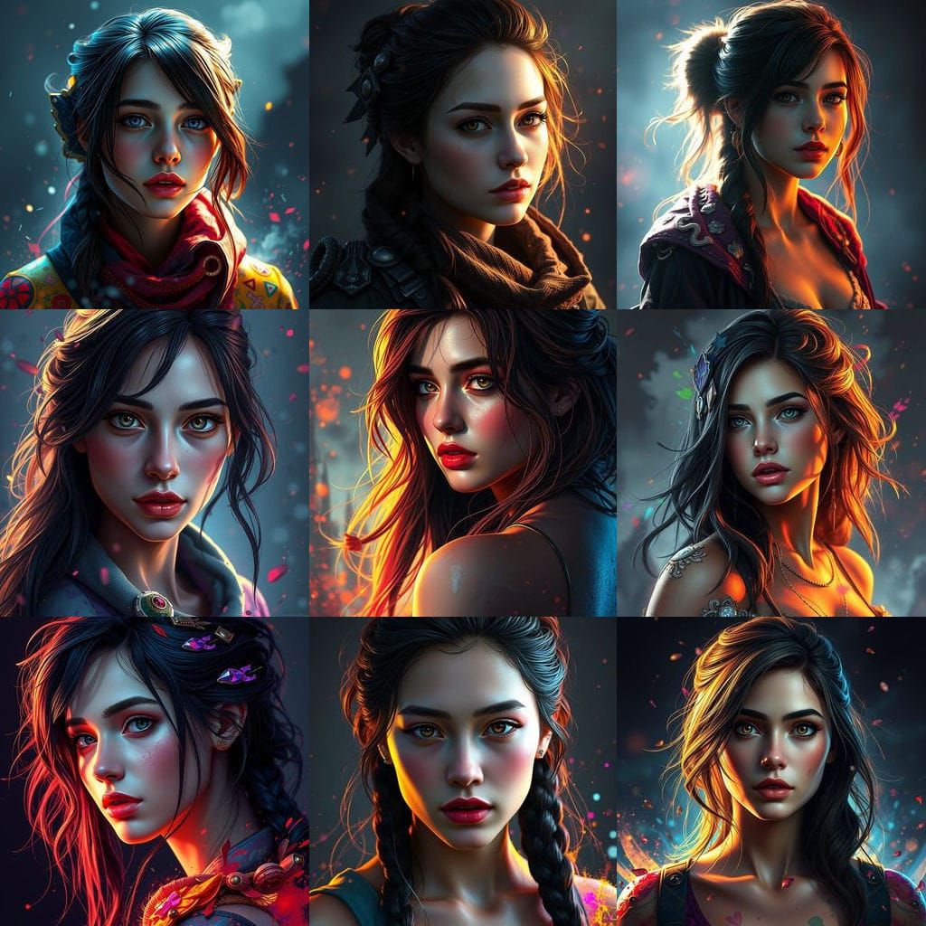 Detailed Portrait of a Girl with Dynamic Lighting