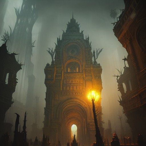 Goblin Underground City in Dark Fantasy Style