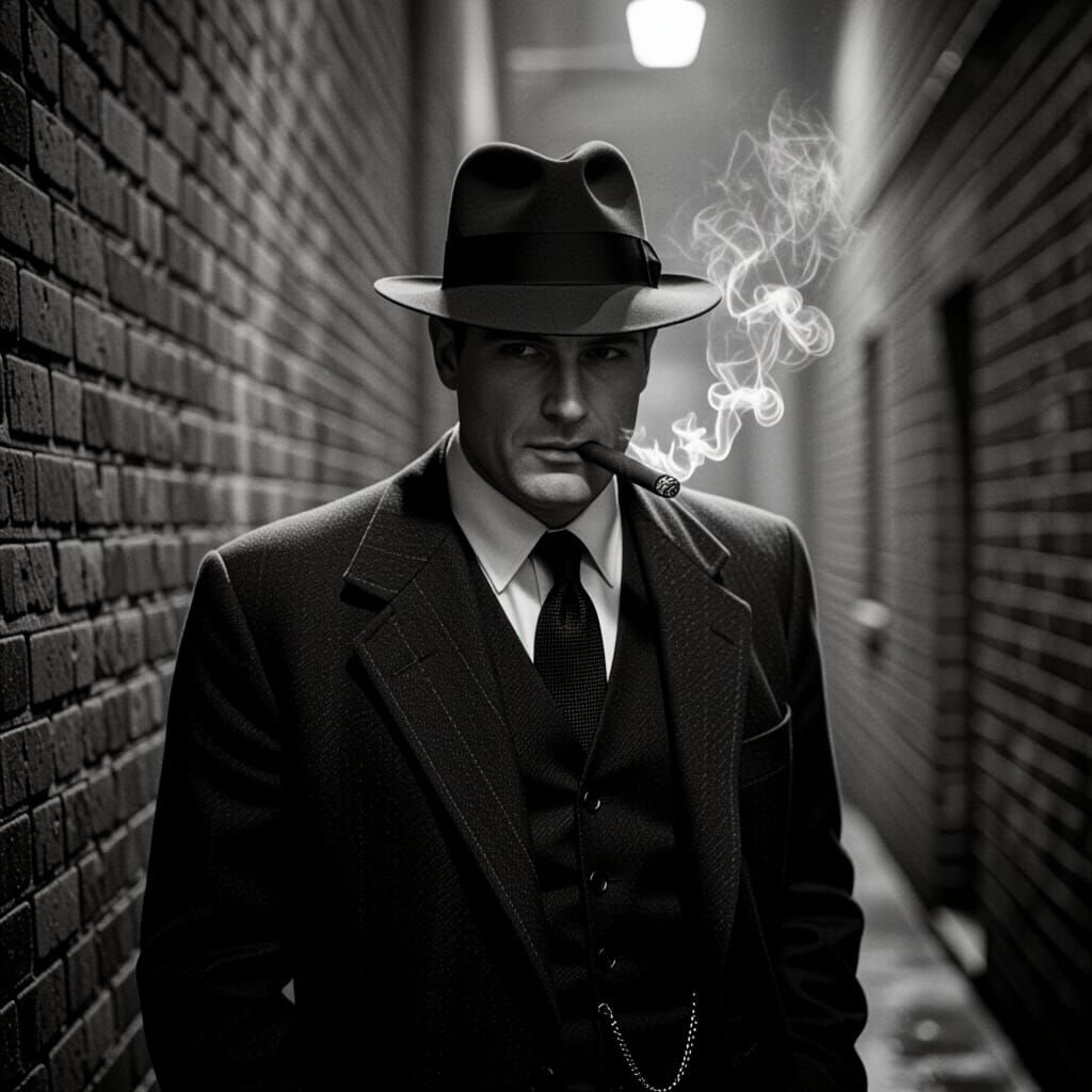 Gangster in Fedora: a Film Noir Scene