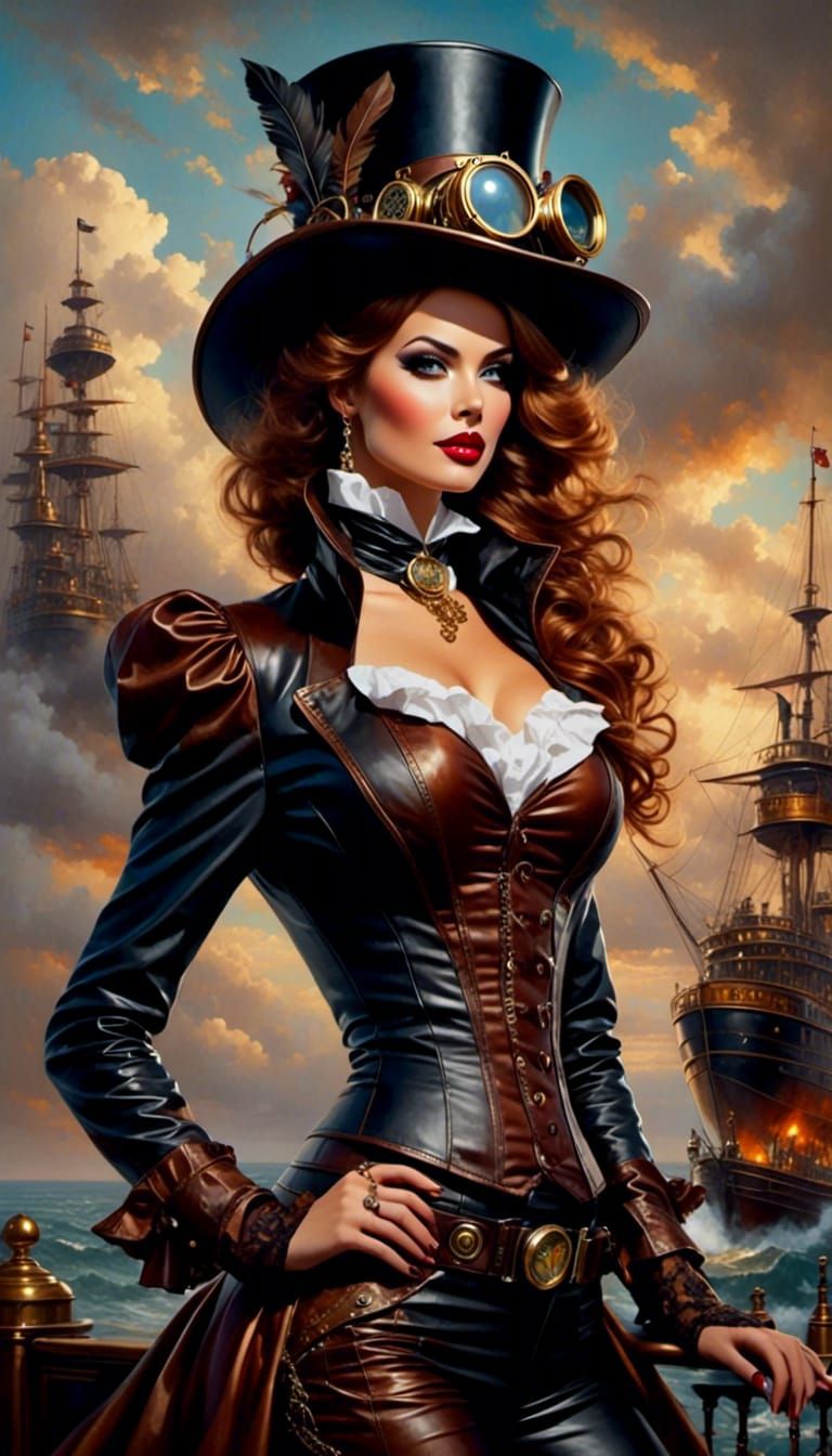 Steampunk Guardian in a Magical Halloween World