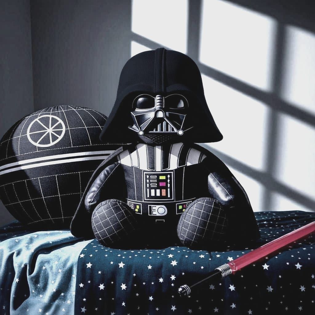 Darth Vader Plush Toy on Death Star Cushion