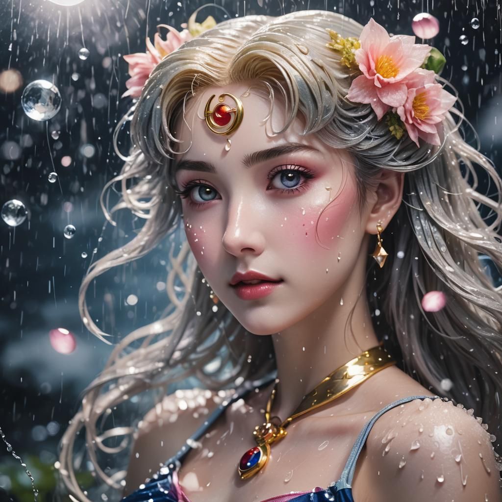 Sailor Moon's Midnight Shower: An Art Nouveau Portrait