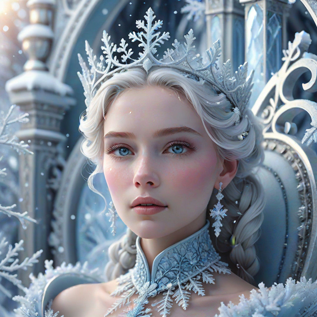 Ethereal Queen of Winter in Hyper-Realistic Digital Art