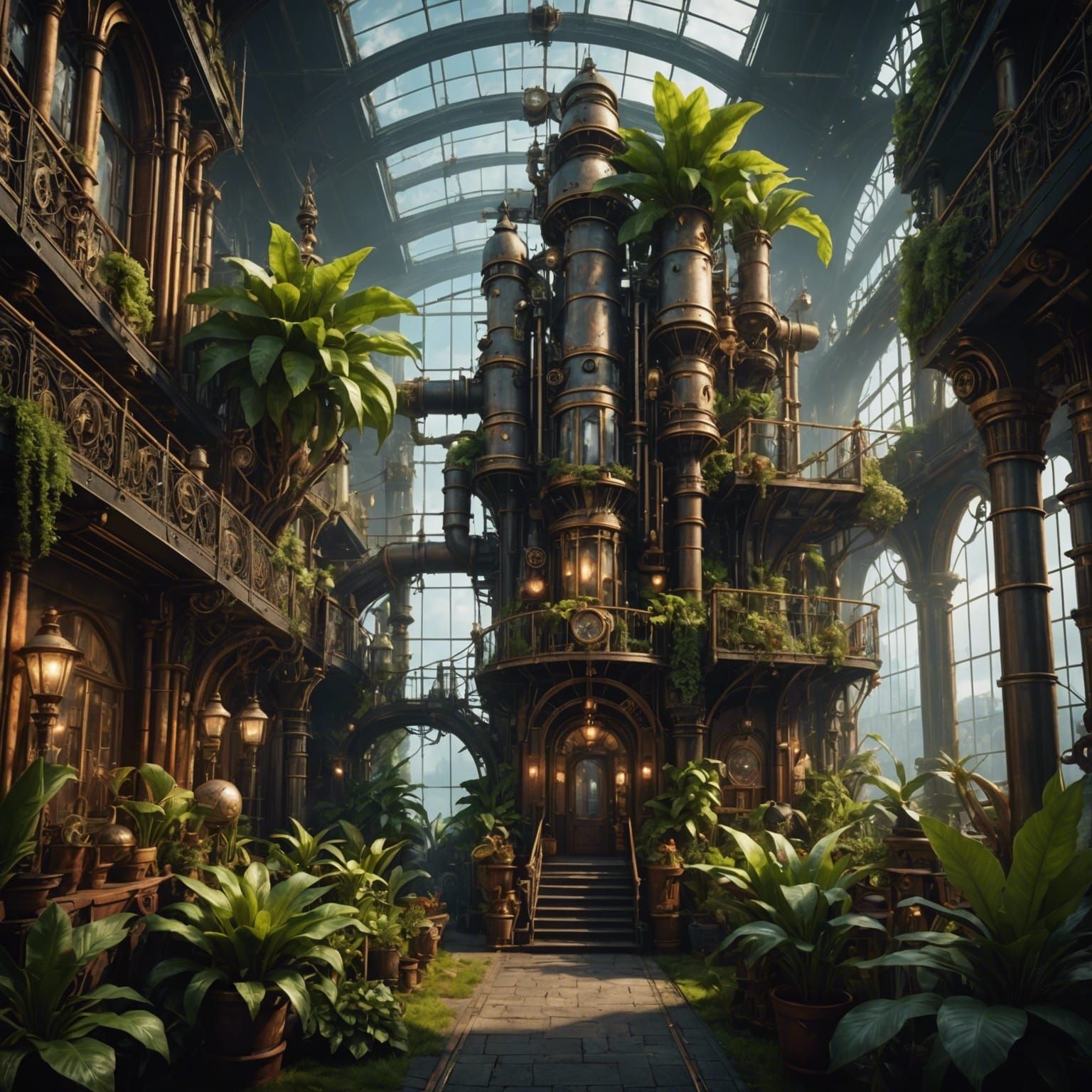 Steampunk Plants in Epic Digital Matte Painting