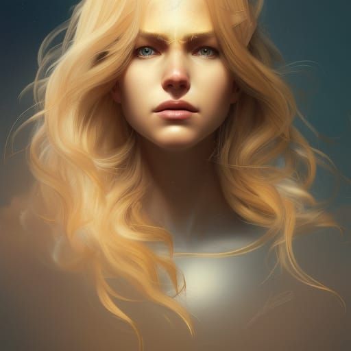 Female A. I. Avatar with wavy blonde hair