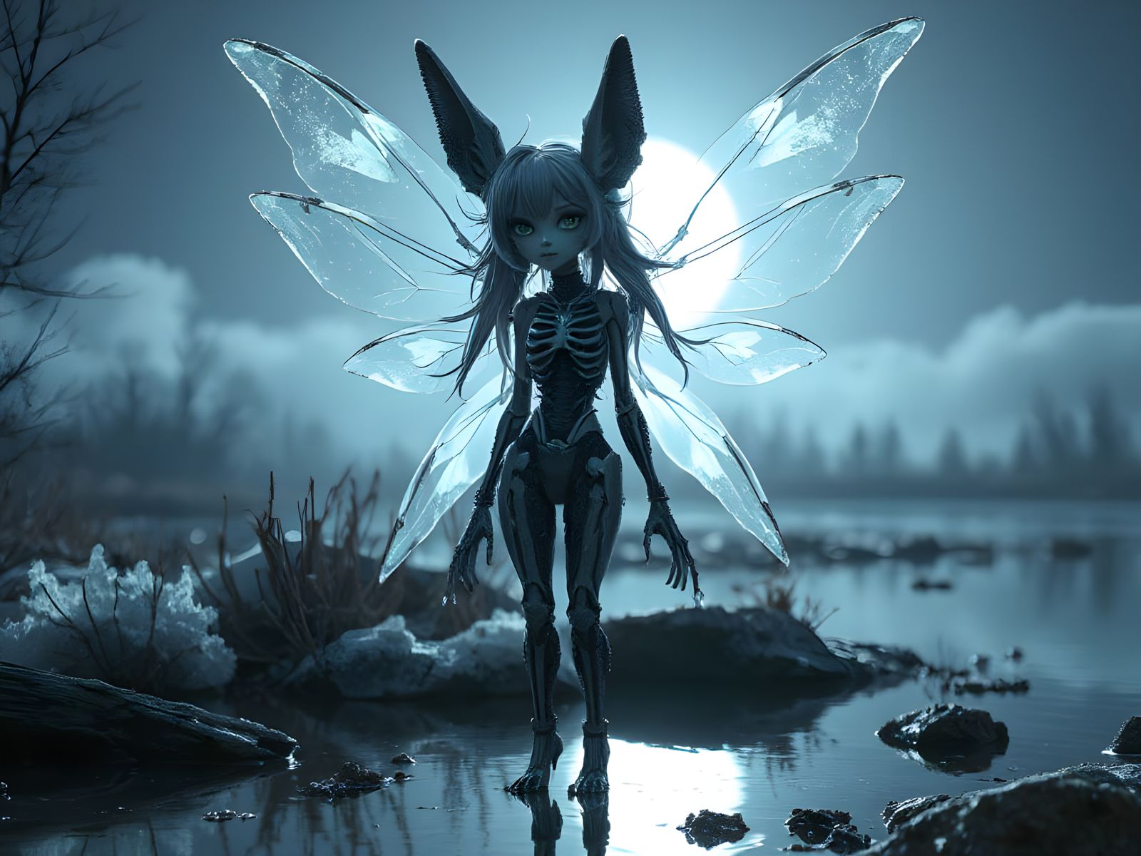 Cyberpunk Fairy in Whimsical Winter Wonderland