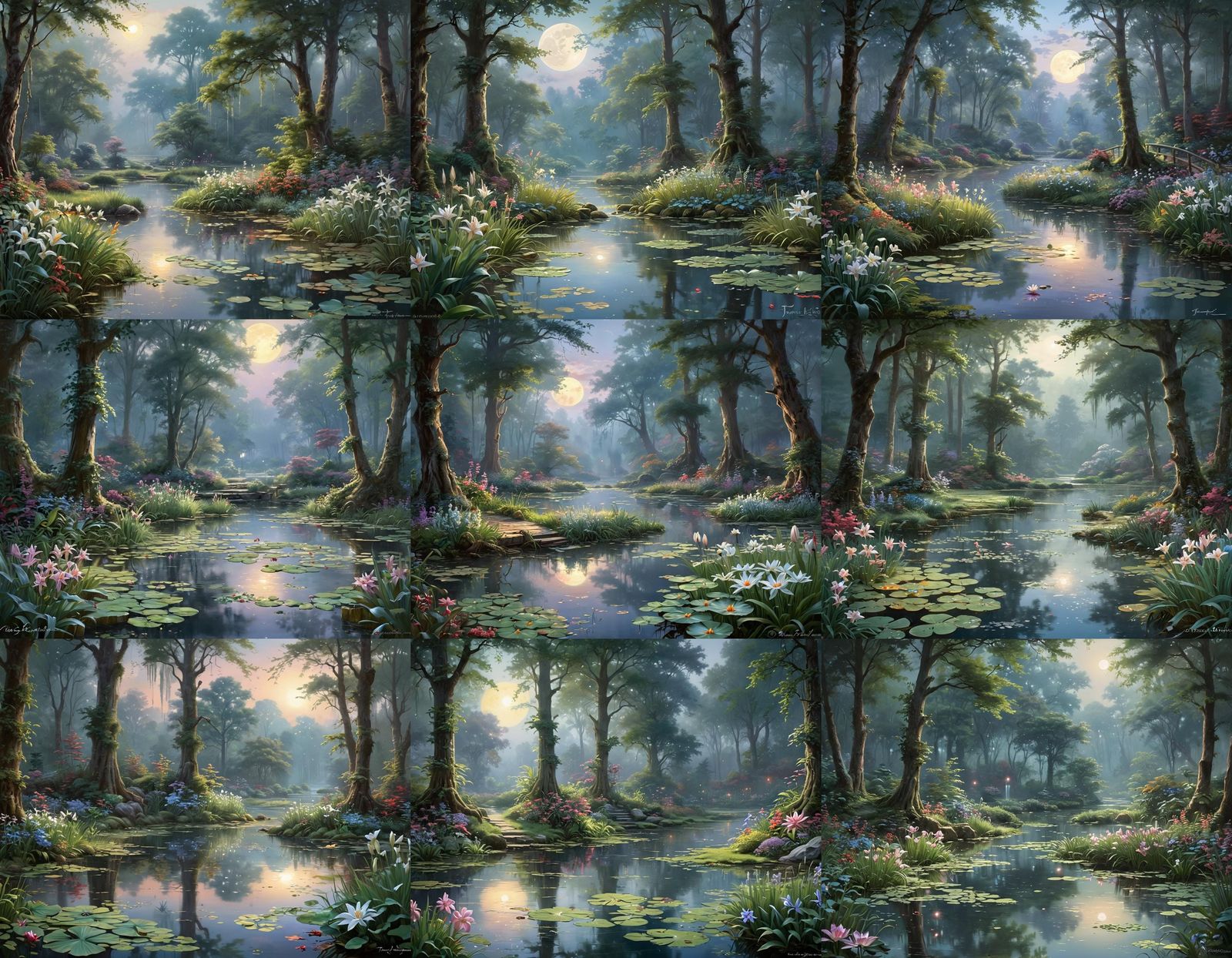 Moonlit Oasis in Ethereal Woodland Glade