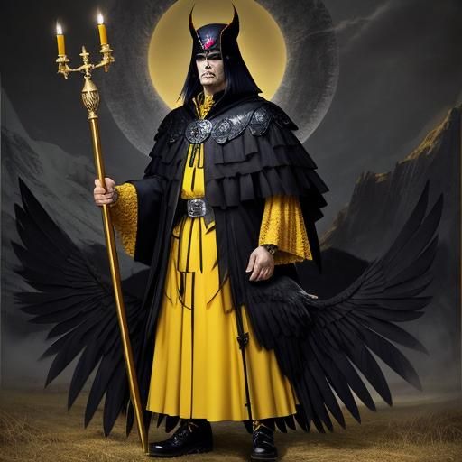 Bird Humanoid: Raven Man in Yellow Cloak