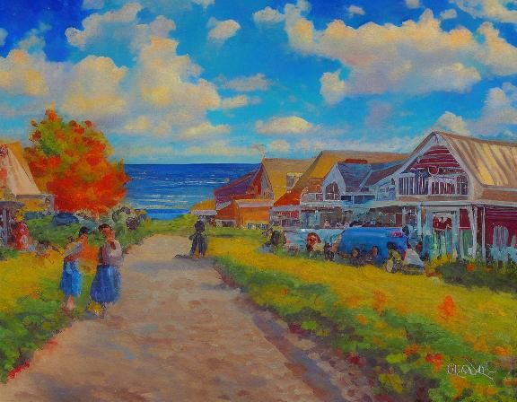 Impressionist Bluegrass Band by the Seashore