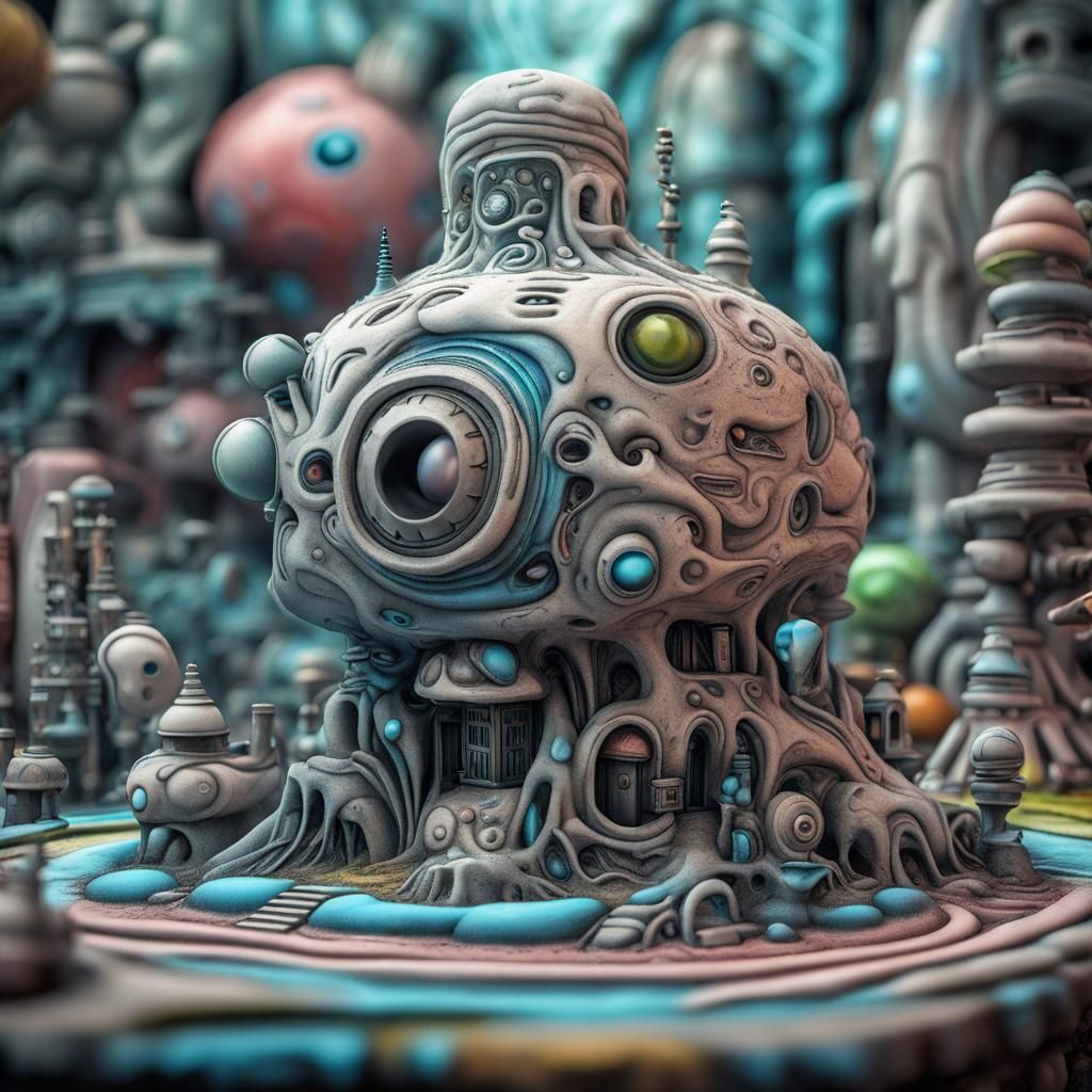 Surreal Biopunk Scene in Detailed Airbrush Art