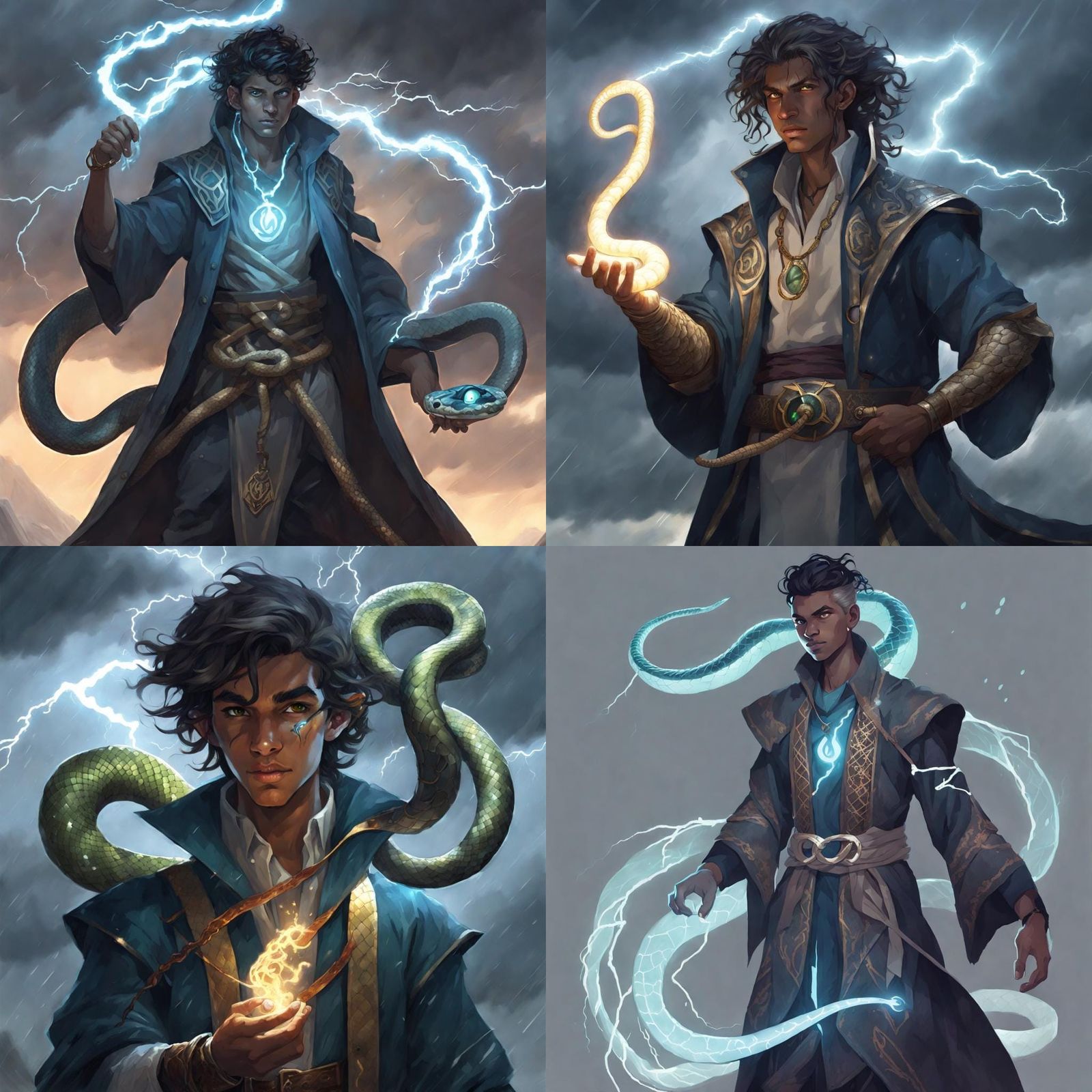 Young Snake Sorcerer Harnessing Storm Power