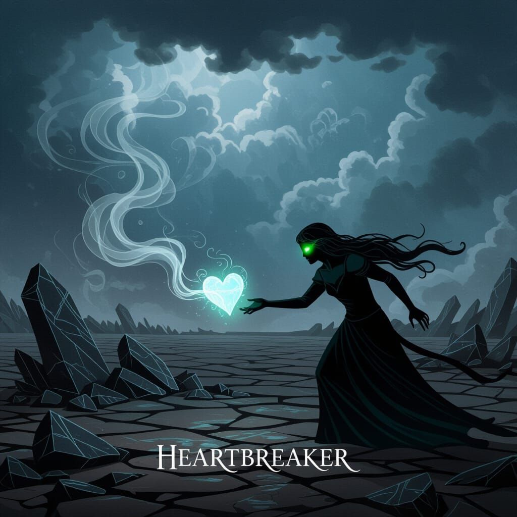 Broken Heart Landscape Under Stormy Sky