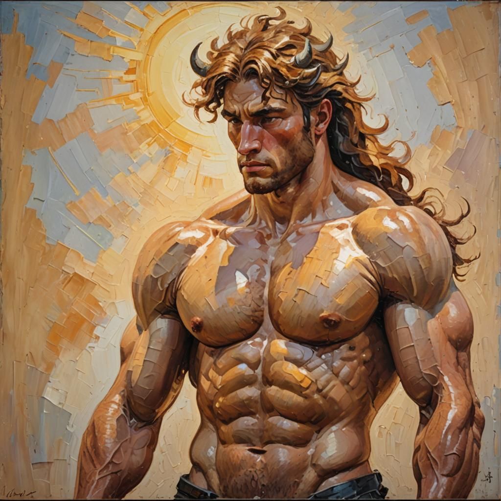 Man Centaur Portrait in Neo-Impressionist Oil Painting