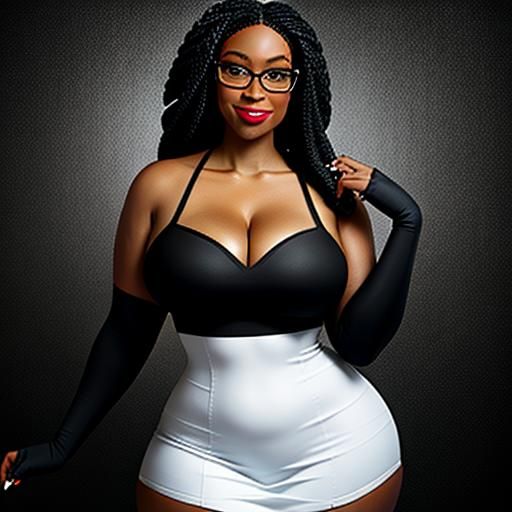 Curvy Black geek portrait