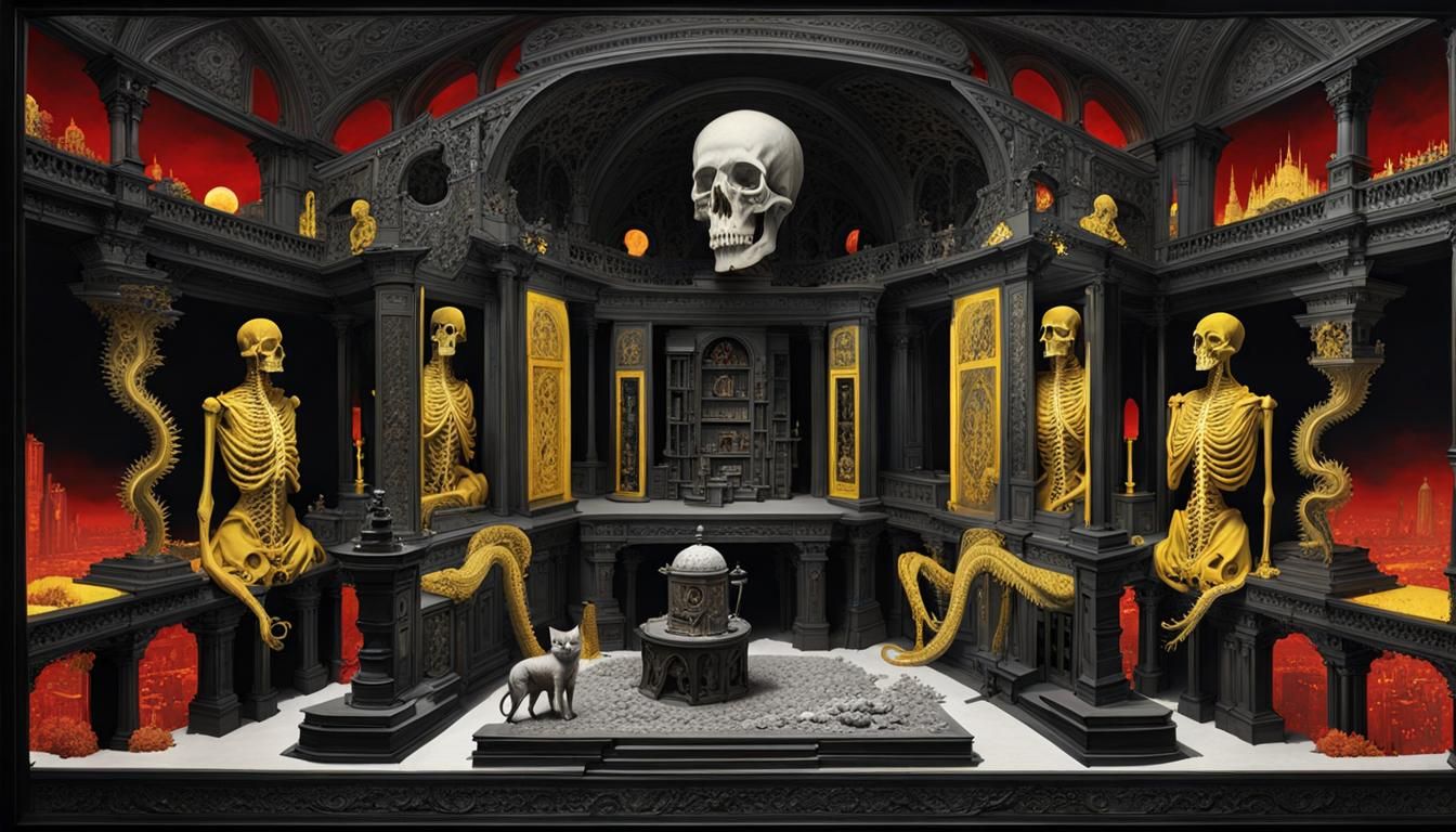 Surreal Anatomical Horror with Kitten, Baroque Style