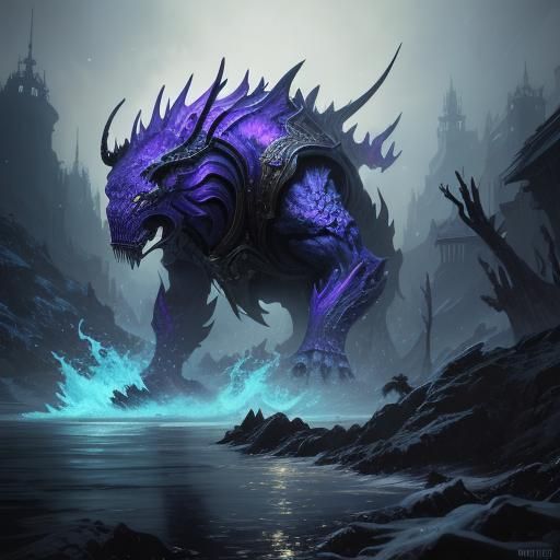 Colorful Winter Lizard in Dark Fantasy Style